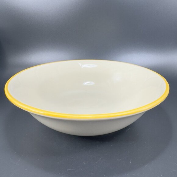 Franciscan Pottery Interpace Bowl Dish Set 2 Yellow Edges USA Large Bowls 8.5in - Picture 11 of 11